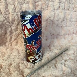 20oz Phillies Themed Tumbler with Straw